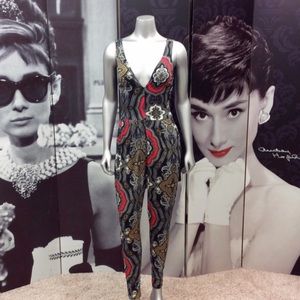 Ambiance Apparel Boho Paisley Sleeveless Jumpsuit Size Small